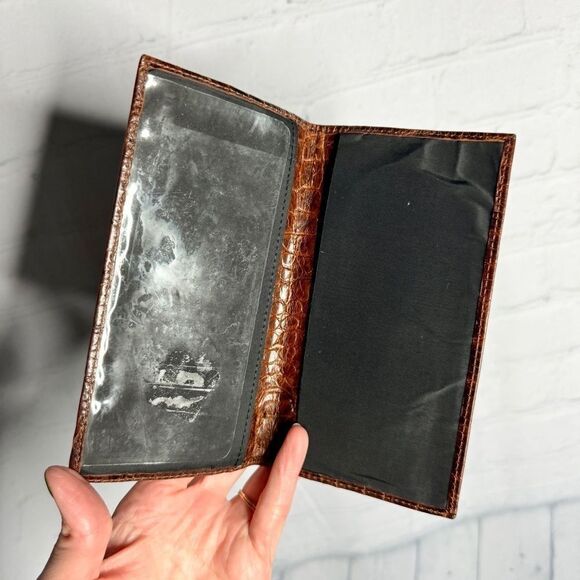 Wilsons Leather vintage brown croc embossed rather bi-fold wallet portfolio - Picture 6 of 11